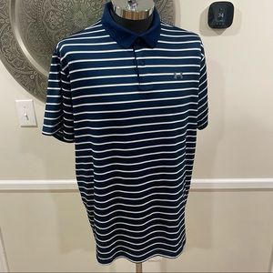 Under Armour HEATGEAR Navy with white stripe loose polo - Size 2 XL
